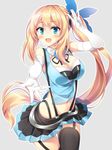  blonde_hair blue_eyes blush breasts dress large_breasts long_hair mirai_akari ponytail smile 