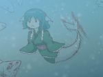  1girl animated blue_hair fish fish_tail in_water mermaid slap touhou underwater wakasagihime water 