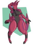  3_fingers anthro black_claws blue_eyes breasts claws female helixjack implied_transformation nintendo non-mammal_breasts pigeon_toed plushie pok&eacute;mon pok&eacute;mon_(species) pok&eacute;morph scolipede signature simple_background solo video_games white_background 