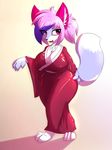  big_breasts big_tail breasts canine clothing female fox huge_breasts japanese_clothing kimono mammal mazz mazzlerazz thick_thighs tight_clothing wide_hips 