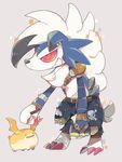  akadako anthro blue_fur canine claws clothing cosplay crossover digimon duo feral fur lycanroc mammal midnight_lycanroc nintendo pants patamon pok&eacute;mon pok&eacute;mon_(species) red_eyes shiny_pok&eacute;mon video_games weregarurumon 