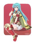  aqua_hair armor blue_eyes blue_hair blush boots breastplate cape earrings eirika fire_emblem fire_emblem:_seima_no_kouseki fire_emblem_heroes gloves highres jewelry long_hair looking_at_viewer ornate_armor sarukaiwolf sidelocks skirt smile solo thigh_boots thighhighs yellow_cape zettai_ryouiki 