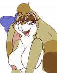  anthro big_breasts blush bow breasts eyewear female glasses lagomorph mammal nipples rabbit rachelle rachellebun solo 
