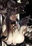  bad_id bad_pixiv_id bare_shoulders black_dress black_hair breasts cleavage dress fate/apocrypha fate/grand_order fate_(series) fur_trim jewelry large_breasts long_hair necklace pointy_ears pvc_parfait semiramis_(fate) solo very_long_hair yellow_eyes 