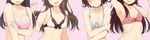  :d arashio_(kantai_collection) armpits bare_arms bare_shoulders black_hair blue_bra blush bow bow_bra bra breasts brown_hair cleavage closed_mouth collarbone head_out_of_frame head_tilt kantai_collection kisaragi_(kantai_collection) long_hair medium_breasts multiple_girls mutsuki_(kantai_collection) nagami_yuu open_mouth parted_lips pink_background pink_bra short_hair small_breasts smile underwear underwear_only upper_teeth ushio_(kantai_collection) white_bra 