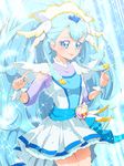  blue blue_eyes blue_hair cowboy_shot cure_ange dress earrings hair_ornament hugtto!_precure jewelry long_hair magical_girl precure solo tj-type1 yakushiji_saaya 