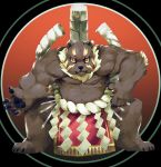  2018 anthro belly brown_fur clothed clothing fur humanoid_hands male mammal overweight overweight_male simple_background solo toomiro ursine 