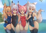  animal_ears beach cropped fang foxgirl hotel01 original swimsuit tail thighhighs 