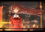  aqua_eyes bangs breasts building city city_lights cityscape coat darling_in_the_franxx double-breasted green_eyes hair_blowing hair_censor hairband horns long_hair long_sleeves macchiato_(jae-min_cho) medium_breasts military military_uniform necktie pink_hair red_coat short_necktie skyline solo uniform white_hairband wind zero_two_(darling_in_the_franxx) 