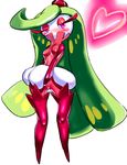  &lt;3 2016 blush breasts featureless_breasts female flora_fauna green_hair hair humanoid long_hair looking_at_viewer nintendo not_furry plant pok&eacute;mon pok&eacute;mon_(species) pseudo_clothing pussy red_eyes simple_background solo standing thigh_gap tsareena video_games white_background まいご 