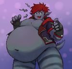  belly big_belly bronzebanana disney fur male monster_sora_(character) monsters_inc morbidly_obese obese overweight overweight_male pixar simple_background solo sora_(kingdom_hearts) video_games 