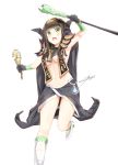  bangs black_gloves black_hair blunt_bangs breasts brown_hair cloak defense_of_the_ancients deru06 dota_2 genderswap gloves green_eyes long_hair magus simple_background white_background 