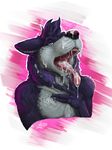  bukkake canine cum headshot karukuji male mammal messy open_mouth portrait tongue wolf 