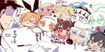  &gt;_&lt; 1boy 6+girls :3 :d admiral_(kantai_collection) ahoge arm_up ashtray black_hair blonde_hair blue_eyes blush_stickers bow brown_eyes brown_hair chibi closed_eyes commentary_request covered_mouth drooling enemy_aircraft_(kantai_collection) epaulettes faceless faceless_male fang flailing flat_cap flower fountain_pen gloves green_eyes hair_between_eyes hair_bow hair_flaps hair_flower hair_ornament hairband hairclip hammer_and_sickle hand_on_own_cheek hand_up hat hibiki_(kantai_collection) kantai_collection long_hair long_sleeves military military_uniform mini_hat mittens multiple_girls northern_ocean_hime northern_water_hime open_mouth orange_eyes paper_stack peaked_cap pen remodel_(kantai_collection) ro-500_(kantai_collection) sako_(bosscoffee) scarf shimakaze_(kantai_collection) shinkaisei-kan smile star star-shaped_pupils submarine_new_hime sweatdrop symbol-shaped_pupils tan tokitsukaze_(kantai_collection) top_hat translation_request triangle_mouth uniform verniy_(kantai_collection) white_hair x3 xd yukikaze_(kantai_collection) yuudachi_(kantai_collection) 