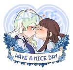  blush commentary diana_cavendish english kagari_atsuko kiss little_witch_academia lowres multiple_girls nose_kiss ticcy valentine yuri 