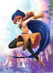  alena_(dq4) black_legwear cape curly_hair dragon_quest dragon_quest_iv hat jas_(kda10457) looking_at_viewer orange_hair pantyhose skirt solo yellow_skirt 