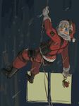  blue_eyes gloves hat headphones knee_pads kuro4221 load_bearing_equipment original rappelling santa_costume santa_hat solo white_gloves white_hair 