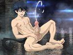  1boy anma_(ryuichi87) ao_no_exorcist barefoot cum ejaculation erection feet full_body male_focus orgasm penis sitting solo testicles toes 