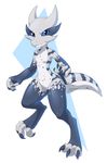  2018 4_toes anthro digital_media_(artwork) digitigrade featureless_crotch female jay-kuro nude reptile scalie simple_background solo toes wide_hips 
