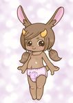  1girl artist_request brown_eyes brown_hair furry panties rabbit short_hair solo stocking 