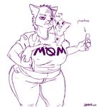  anthro baby belly big_breasts big_thighs blush breasts cat child clothing cub cute english_text eyebags family feline female frown greasymojo_(artist) group hair humanoid_hands mae_(nitw) mammal mother navel night_in_the_woods onesies open_mouth overweight pants parent pregnancy_test scowl scowling smile text thick_thighs tight_clothing tug wide_hips young 