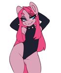  2018 animated anthro armwear clothing dancing equine female friendship_is_magic hair hands_behind_head long_hair looking_at_viewer makeup mammal my_little_pony pink_hair pinkamena_(mlp) pinkie_pie_(mlp) simple_background solo tolsticot white_background wide_hips 
