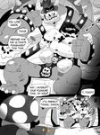  2018 amphibian bowser bulge chain chair clothed clothing collar comic english_text facial_hair galgard harness hat horn human koopa larger_male male mammal mario mario_bros monochrome muscular muscular_male mustache nintendo on_lap overweight scalie shell sitting size_difference speech_bubble spiked_armlet spiked_collar spikes text thong throne toad topless video_games 