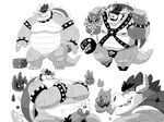  2018 bowser chain_chomp clothing collar erection galgard harness horn humanoid_penis koopa larger_male looking_at_viewer male mario_bros muscular muscular_male nintendo overweight penis pubes scalie shell size_difference solo spiked_armlet spiked_collar spikes star thong video_games 
