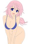  1girl absurdres artist_request baka_to_test_to_shoukanjuu bangs bare_midriff blue_eyes breasts cleavage female groin hair_ornament hairclip highres himeji_mizuki hips large_breasts legs long_hair looking_at_viewer mound_of_venus navel open_mouth pink_hair simple_background solo standing thighs tongue transparent_background vector_trace 