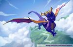  2018 alanscampos bat_wings blue_eyes claws cloud dragon feral flying horn male membranous_wings outside purple_scales scales solo spyro spyro_the_dragon video_games wings 