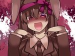  :d animal_ears blazer bow bunny_ears chocolate commentary_request dress_shirt hair_ribbon hammer_(sunset_beach) jacket looking_at_viewer necktie open_mouth red_eyes reisen_udongein_inaba ribbon shirt smile solo touhou upper_body valentine 