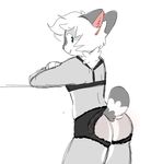  ambiguous_gender anthro bee_the_cat butt cat clothing feline fur green_eyes grey_fur hair mammal qtipps raised_tail sketch underwear white_fur white_hair 