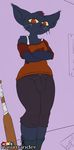  big_butt bra breasts bulge butt cat clothed clothing dickgirl feline hair intersex looking_at_viewer mae_(nitw) mammal narrimander_(artist) night_in_the_woods underwear wide_hips 