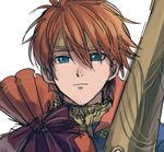  blue_eyes cape eliwood_(fire_emblem) fire_emblem fire_emblem:_rekka_no_ken fire_emblem_heroes kometubu0712 looking_at_viewer male_focus red_hair short_hair smile solo 