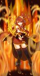  black_legwear boots capelet fire flame full_body hamericano headwear highres long_hair maplestory oz_(maplestory) red_capelet red_hair socks 