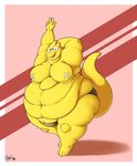  2018 alphys belly big_belly big_breasts breasts clothing covered_nipples deep_navel dralffeine female morbidly_obese navel obese overweight solo undertale video_games 