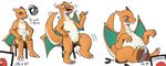  2018 3_fingers 3_toes absurd_res anthro belly blue_eyes blush bulge charizard claws clothed clothing costume dialogue digital_drawing_(artwork) digital_media_(artwork) dragon duo english_text fursuit hi_res human male mammal nintendo nude open_mouth pok&eacute;ball pok&eacute;mon pok&eacute;mon_(species) rubber sa_no scalie sequence shiny simple_background sitting solo_focus text toe_claws toes transformation video_games weight_gain white_background wings 