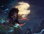  closed_eyes commentary_request cporing dated fantasy flute grass highres instrument leaf male_focus maplestory moon night night_sky shade_(maplestory) sky solo tree 
