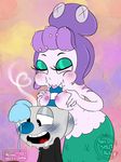  &lt;3 2017 animate_inanimate blush breasts cala_maria cephalopod cuphead_(game) drinking drooling duo eyes_closed female green_scales haresmuthole humanoid humanoid_on_humanoid lipstick makeup male marine merfolk mugman nipples not_furry object_head octopus open_mouth saliva scales sex straw tentacle_hair tentacles titfuck video_games 
