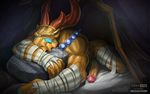  anthro bandage big_penis breath_of_fire dragon dry_humping erection garr_(breath_of_fire) hi_res humanoid_penis male muscular muscular_male penis reptile scalie sleeping smile solo todex vein veiny_penis video_games 