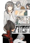  absurdres araido_kagiri comic commentary cross crossed_arms crossed_legs ghost highres invisible mr.monster_(araido_kagiri) multiple_girls original sad shoes silent_comic sneakers 