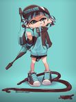  absurdres aqua_eyes dualie_squelcher_(splatoon) full_body hat heart highres holding holding_weapon inkling jacket puchiman shoes solo splatoon_(series) splatoon_2 squid tongue tongue_out twitter_username weapon 