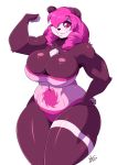  anthro big_breasts breasts clothed clothing curvaceous female flexing giant_panda looking_at_viewer mammal ryousakai slightly_chubby smile solo standing thick_thighs ursid 