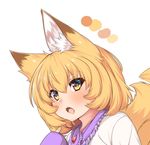  animal_ear_fluff animal_ears blonde_hair brooch collar commentary_request fox_ears fox_tail frilled_collar frills jewelry looking_at_viewer no_hat no_headwear open_mouth short_hair sleeves_past_wrists solo tail tongue touhou upper_body white_background wildcat_(kusonemi) yakumo_ran yellow_eyes 