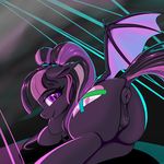  2017 absurd_res animal_genitalia animal_pussy anus bat_pony butt coinpo cutie_mark digital_media_(artwork) dock equine_pussy fan_character female feral hair hi_res looking_at_viewer multicolored_hair my_little_pony pussy solo wings 