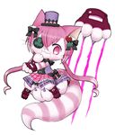  1girl artist_request boots cat cat_busters eye_patch furry grin hat pink_eyes pink_hair 