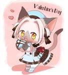  1girl artist_request brown_eyes cat cat_busters character_request furry open_mouth valentine white_hair 