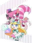  2girls artist_request blonde_hair blue_eyes cat cat_busters character_request eye_patch furry hat multiple_girls pink_hair short_hair 