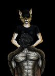  2017 abs alexis_miller anthro asphyxiation bag bagging biceps black_background black_clothing black_nose black_shirt black_topwear bound brown_fur chair clothed clothing cougar countershade_torso countershading digital_media_(artwork) duo feline female fernando_genovese fur hands_behind_back hat hi_res male mammal multicolored_fur muscular muscular_male nipples pecs plastic_bag shirt simple_background sitting standing torture two_tone_fur vein veiny_muscles whiskers white_countershading white_fur 
