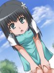  awa black_hair flower green_eyes saten_ruiko school_uniform to_aru_kagaku_no_railgun to_aru_majutsu_no_index 